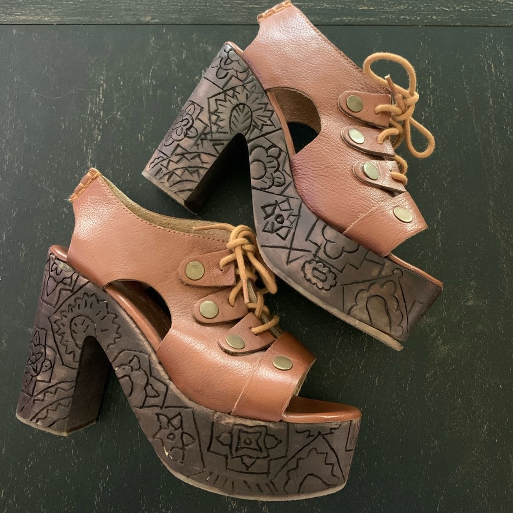 Free People Floral Block Heels!